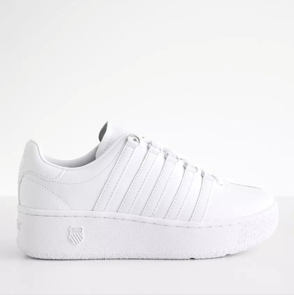 SOLD K-SWISS Genuine Leather White Platform Sneakers sz 11 - Picture 2 of 9